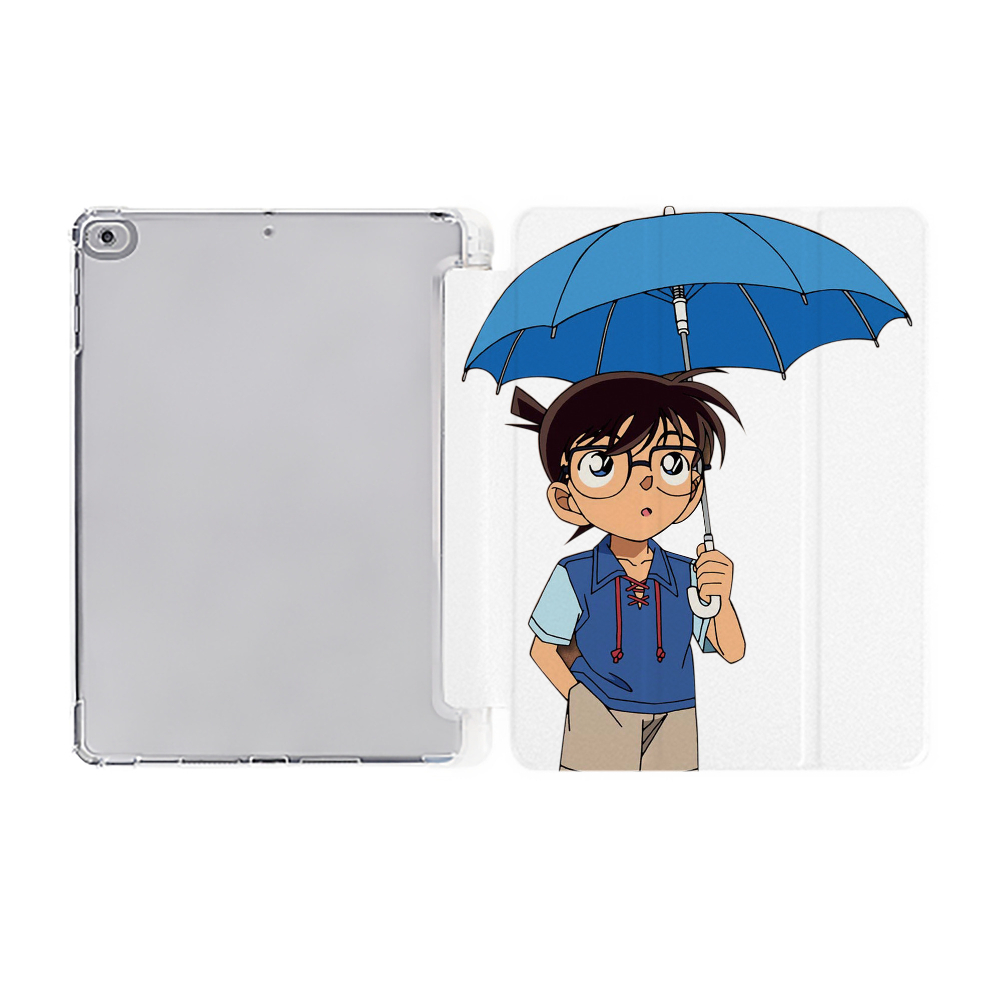 （画像用） 名探偵コナン 江戸川 コナン Detective Conan Conan Edogawa IPad ケース ペン収納付き 三つ折りスタンド PUレザー×シリコン 対応機種9.5/10.5/10.9インチ